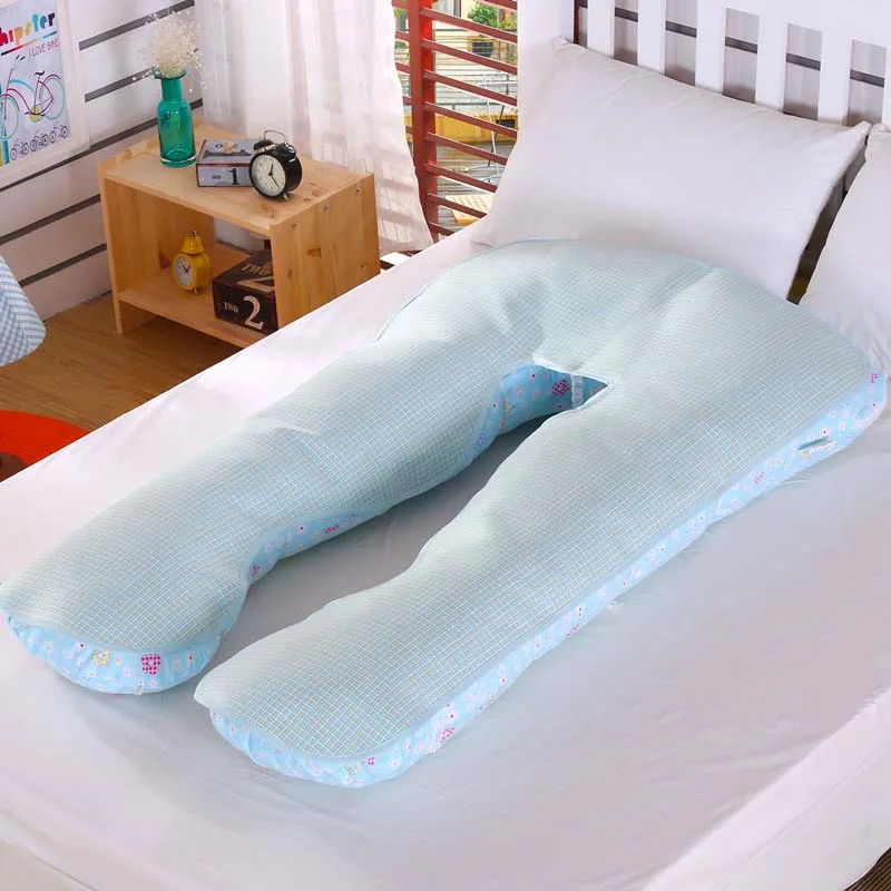 Only mat ! Pregnant Sleep Support Pillow Mat Ice Silk Mat Comfortable U Shape Mat Cover Summer Bedding 3