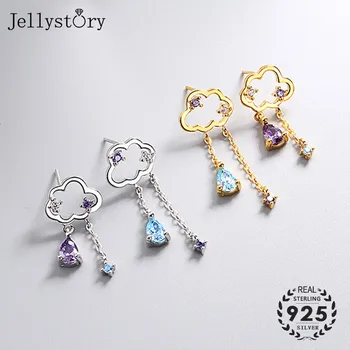 

Jellystory Trendy 925 Sterling Silver Drop Earrings with Zircon Gemstone for Women Cloud Shape Earring Fine Jewelry Wedding Gift