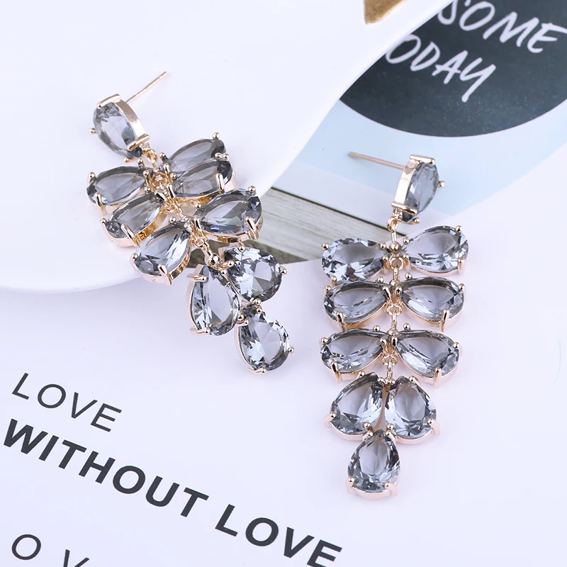 Новые блестящие градиентные турмалиновые висячие серьги с роскошным кристаллом AAA кубического циркония в форме листа, дизайнерские длинные серьги для женщин, свадебные