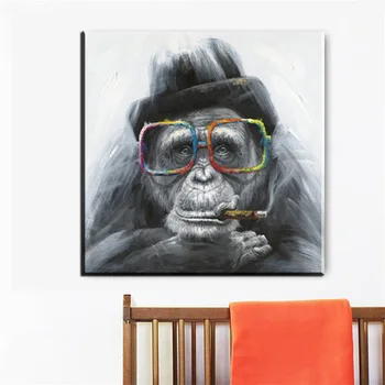 

Nordic Monkey Gorilla Smoking Abstract Oil Painting Canvas Posters Prints Scandinavian Cuadros Wall Art Picture for Living Room