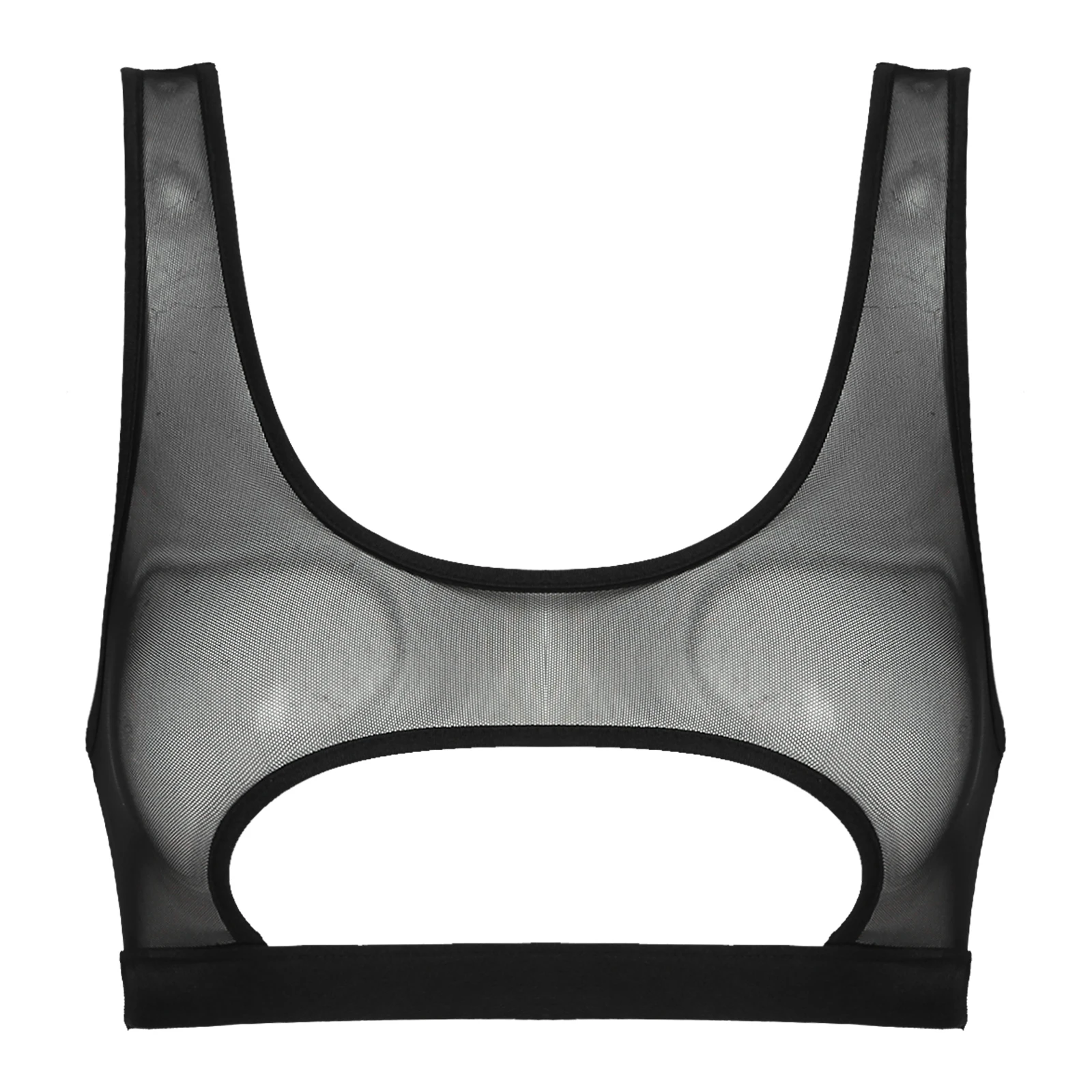 Womens Mesh Bra Tops Transparent See-through Sexy Tops Sleeveless Backless Sheer Camis Bra Vest Female Nightwear Tank Crop