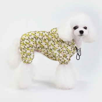 

Pet Raincoat with Hat Durable And Windproof Small and Medium Dogs Waterproof Floral Patterns Trench Coat