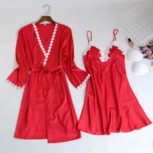 Сексуальное женское белье ночной халат пижамы платье ночное белье шелк Глубокий v-образный вырез тонкое кружево Европейский Стиль прочная перевязь плюс размер одежда