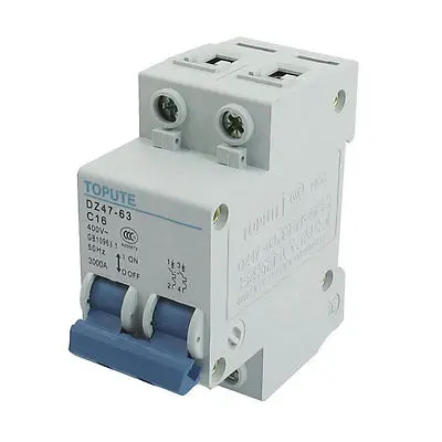 AC 400V 16A 2P двойной полюс миниатюрный выключатель DZ47-63 C16