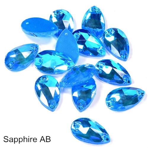 Каплевидные красочные стразы пришить стразы стеклянные капли шитье стразами стразы флуоресцентные неоновые стразы для одежды B3851 - Цвет: Sapphire AB