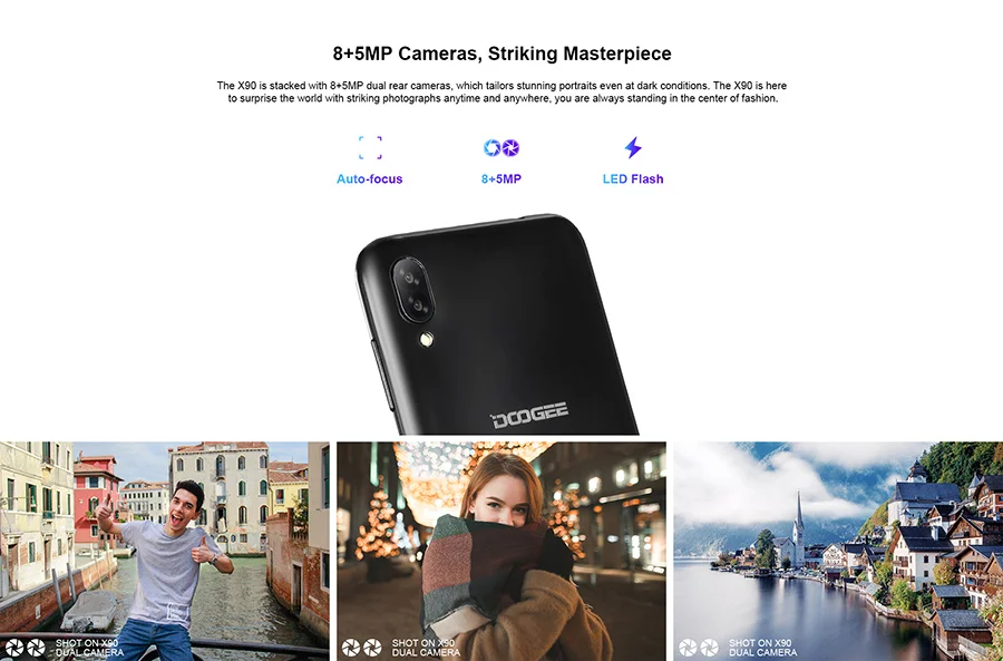 Смартфон DOOGEE X90, 6,1 дюймов, 19:9, дроп LTPS экран, смартфон, четыре ядра, 16 Гб ПЗУ, 3400 мАч, две sim-карты, 8 Мп+ 5 МП, WCDMA, Android Go