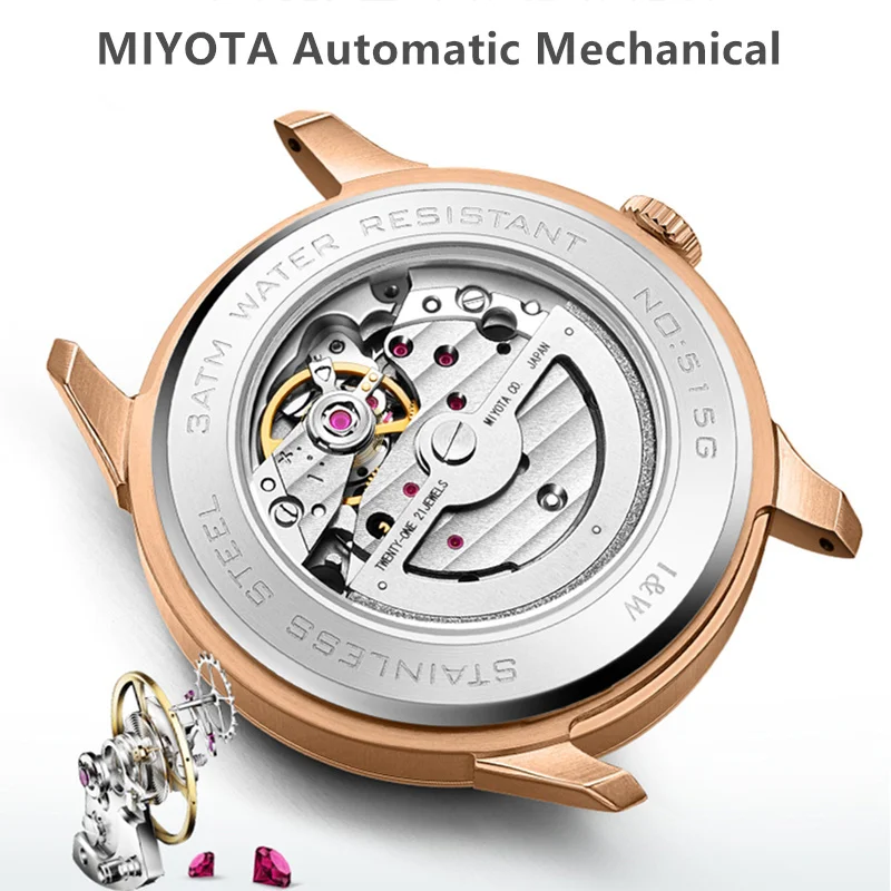 MIYOTA автоматические Роскошные Брендовые мужские часы сапфировые карнавальные механические часы мужские водонепроницаемые часы Sitizen relogio masculino reloj