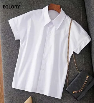 

2020 Summer Fashion White Shirts Women Turn-down Collar Short Sleeve Button Down Casual Cotton Blouses Ladies Work Tops Blusa