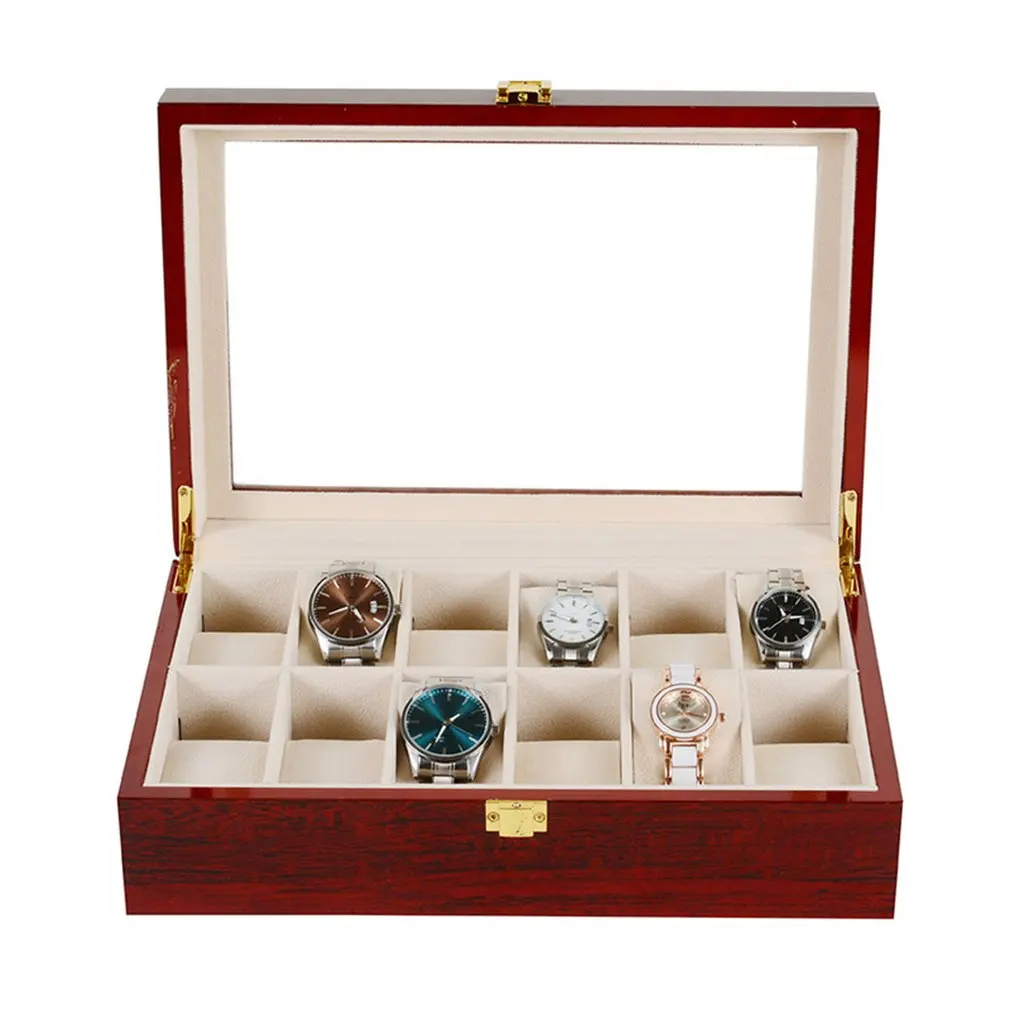 Watch Storage Box 2 3 5 6 10 12 Slots Wooden watch storage box With Glass 3