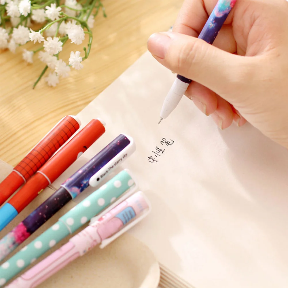 Roller Ball Pen 6pcs/Set Black/Colorful Students Writing Tool Office Accessories 15cm Creative Stationery Gift School Supplies