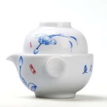 [GRANDNESS] quik-чашка синего и белого фарфора, чайный сервиз включает в себя 1 горшок 1 чашка, высокое качество элегантный Gaiwan