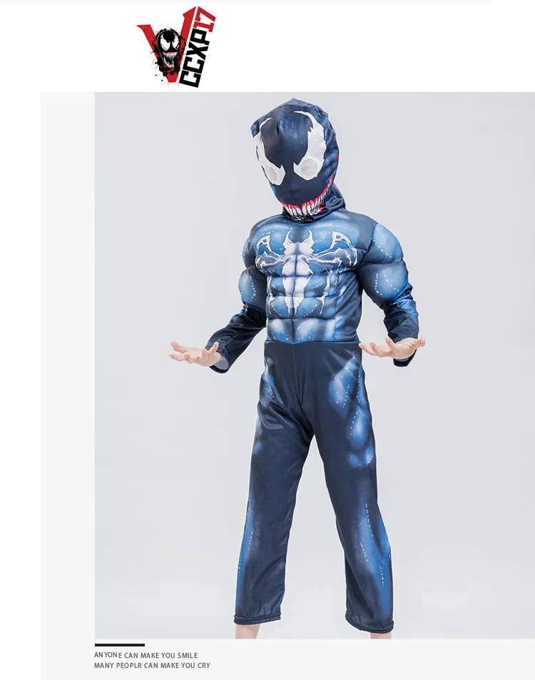 Синий Spiderman: venom cosplay children's muscle jumpsuit - Цвет: Синий