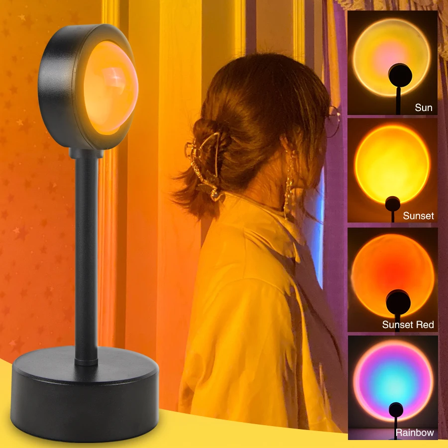 Usb Sunset Projection Night Lights Sun Projection Desk Lamp For Bedroom