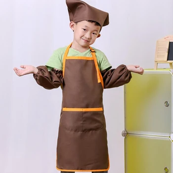 

Apron Children Waterproof Kitchen Cooking Bib Apron Paint Eat Drink Outerwear Solid Apron Kids