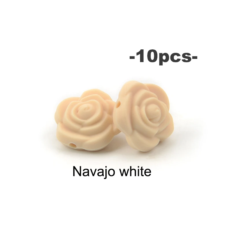 Elegant Rose Flower Silicone Bead Set for DIY Jewelry and Crafts (10 pcs)