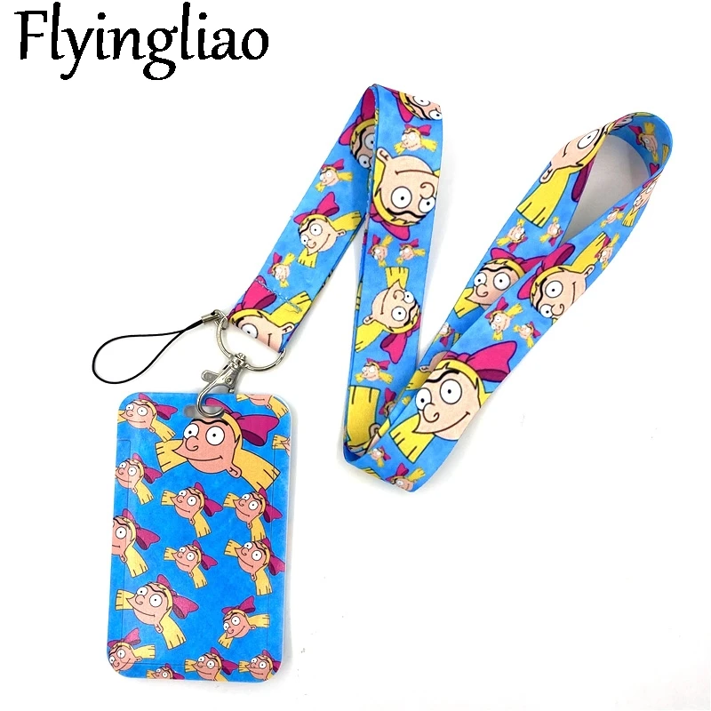 Funny Girl Cartoon Characters Lanyard Credit Card ID Holder Bag Student Women Travel Card Cover Badge Car Keychain Decorations flyingbee x1286 cartoon knight lanyard credit card id holder bag student women travel bank bus business card cover badge