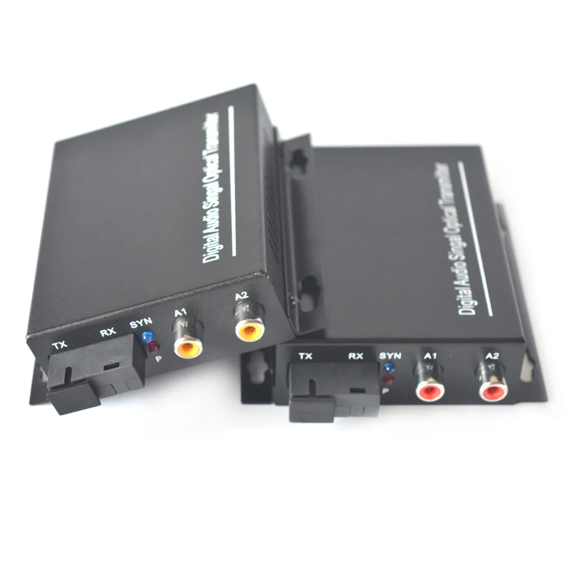 2 Ports Audio To Fiber Extender, Audio Rca Over Fiber Optic Sc Sm 20Km for Broadcasting System Intercom, 1 Tx & 1 Rx