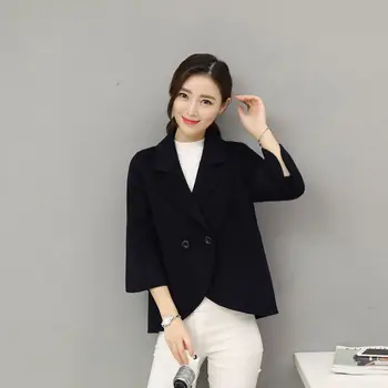 

Women Woolen Jecket Thick Long Sleeve Solid ladies Jacket Office Lady Work Small Suit Short Coat