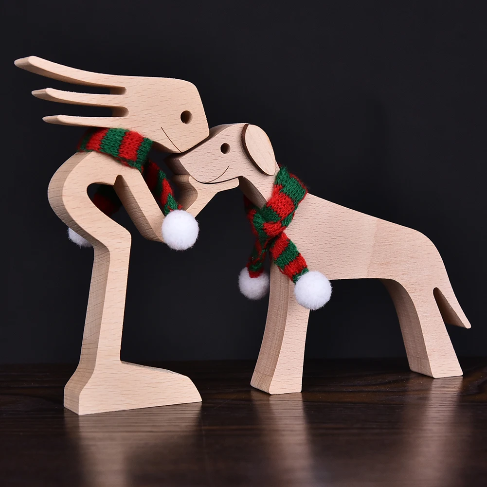 Pet Decorations Craft Wooden Dog Cat Doll Ornaments Carved Model Home Office Ornaments Creative Love Pets Dropshipping