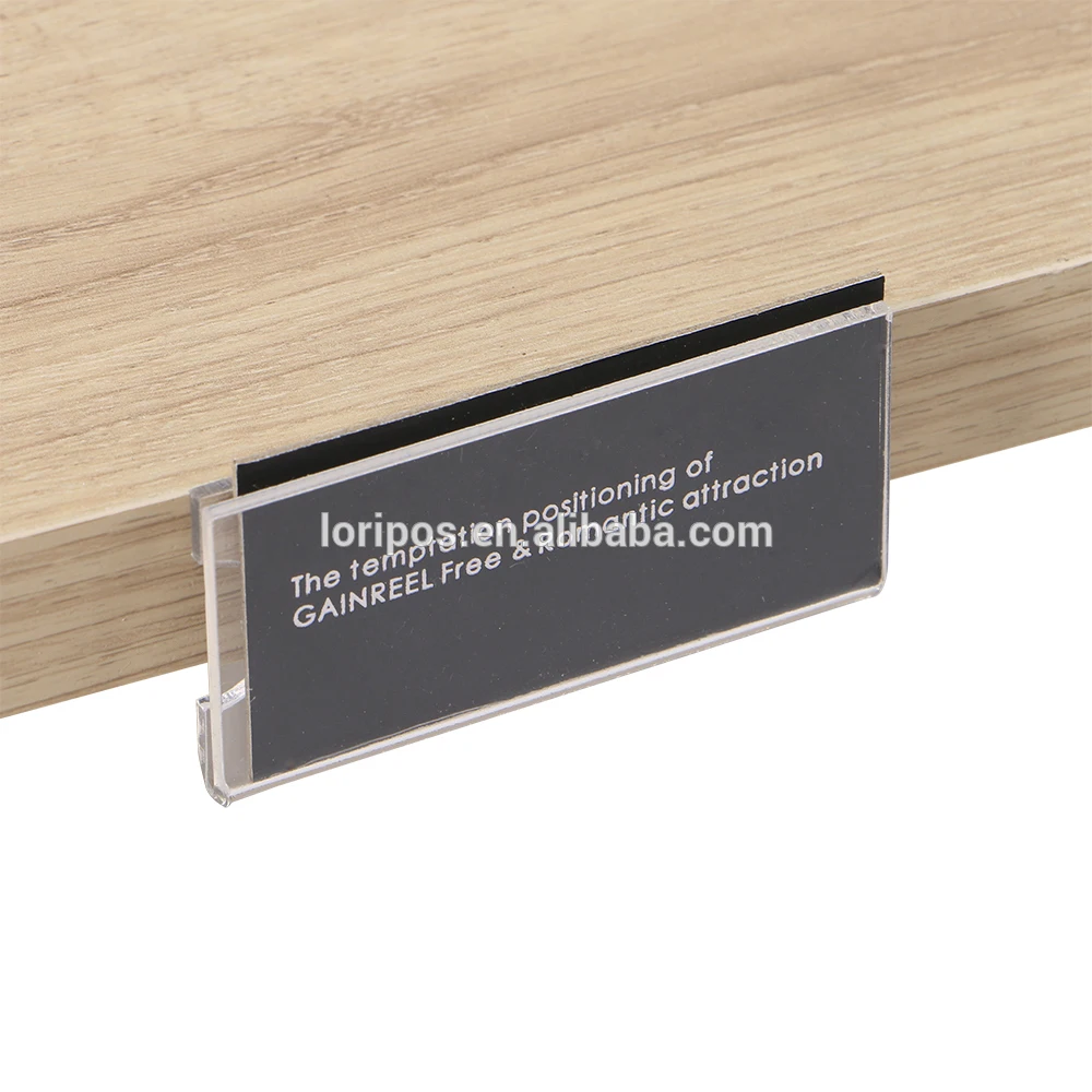 Custom Size Shelf Edge Talker Adhesive Price Tag Sleeve Logo Number Name Info Card Display Holder Rack Sign Clip Frame Case