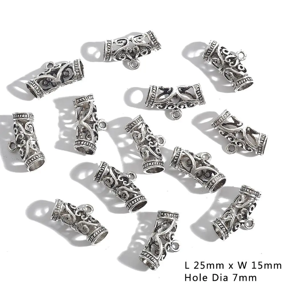 Antique Silver Plated Curved Tube Beads