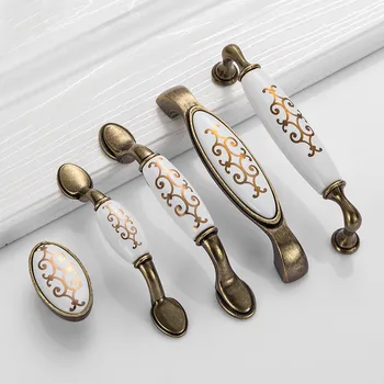 Kitchen Door Wardrobe Hardware Ceramic Handles Antique Cabinet Hardware Handle Pull for Drawer Chest Bin Dresser Decorative Pull