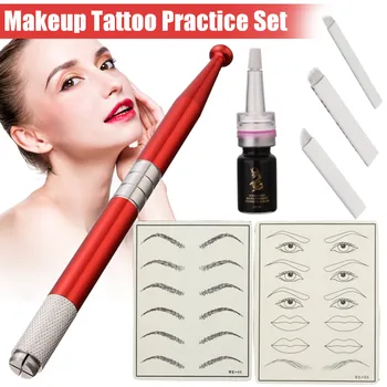 

Microblading Practice Skin HandMade Pen Makeup Eyebrow Micropigment Sterilized By Gamma Ray Tattoo Needle Pigment Kit Tattoo Set