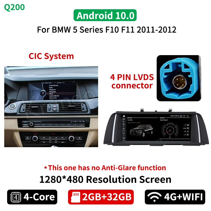 Krando Android 10.0 4G 64G 10.25'' Car Radio For BMW 5 Series F10 F11 2011-2016 NBT CIC Multimedia Radio Stand Screen Carplay