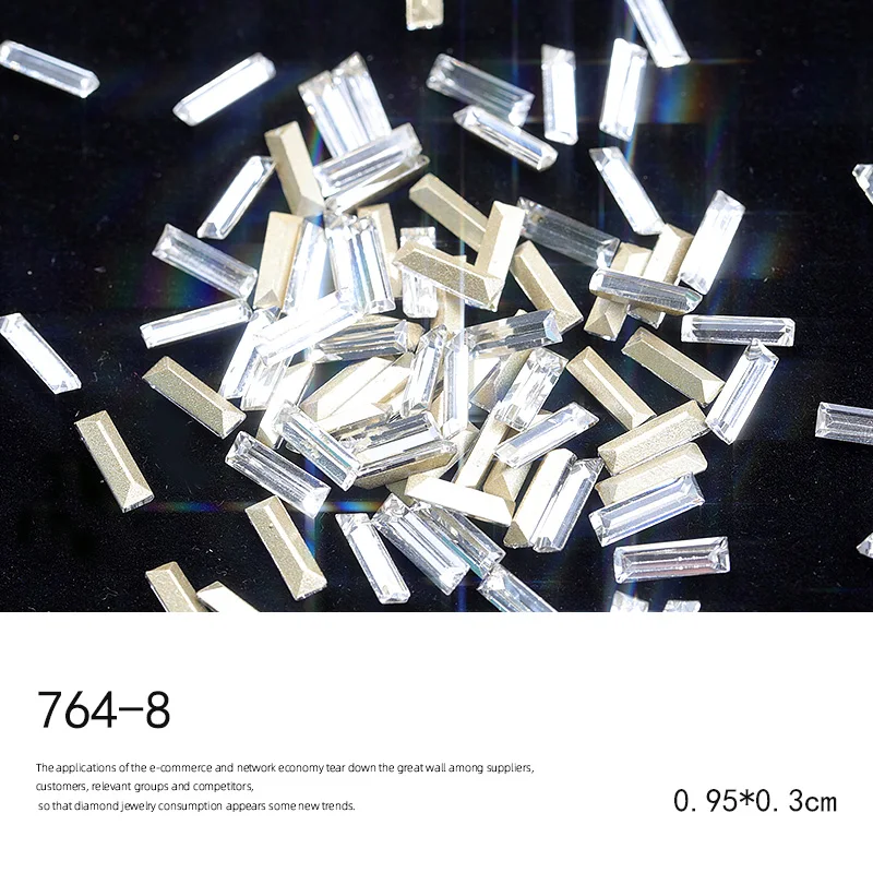 764-8 HNUIX, 10 шт., 3D Прямоугольник, Холо, украшения для ногтей, наборы, блестящий Блестящий декоративный камень для ногтей, сделай сам, маникюр, Хрустальные Стразы для ногтей, аксессуары - Цвет: 764-8