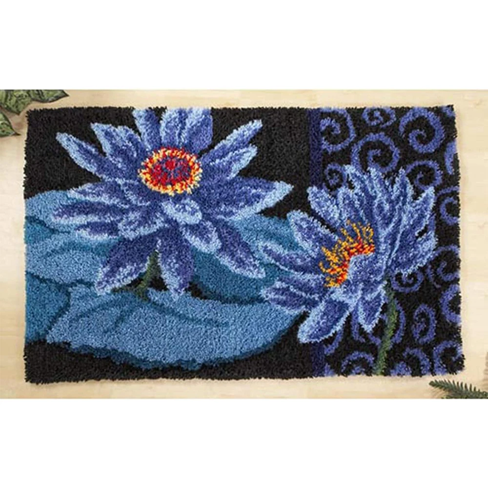 

DIY Lotus Latch hook kit Canvas for embroidery with Pre-Printed Pattern Embroidery kit Crafts for adults Canvas for embroidery