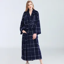 Женское ночное белье, пижамный комплект, халаты, плюс размер, фланелевый Халат, клетчатый принт, женские зимние костюмы в европейском стиле