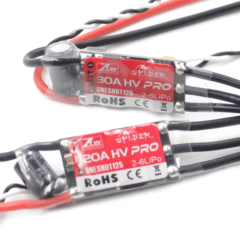 ZTW Series Spider 20A 30A HV Pro 2-6S LIPO ONESHOT125 ESC 600 Гц F390 BLHELI бесщеточный контроллер скорости для