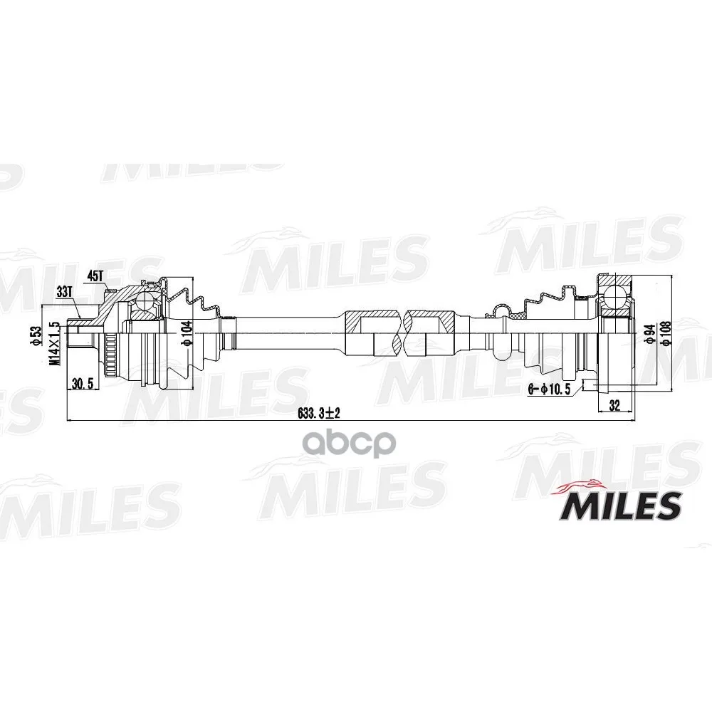 Привод В Сборе Audi A4 I/Skoda/Vw Passat V 1.8-2.0 95-05 Прав. Abs Miles Gc02011 Miles арт. GC02011