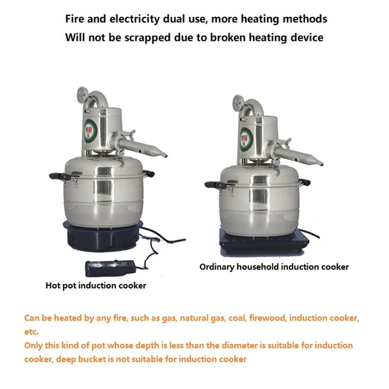 10L DIY Wine Maker Household Wine Brewing Machine Liquor Distillation Pure Pot Stainless Steel