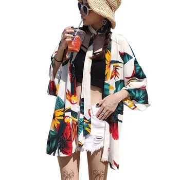 

Women's Sunscreen Jacket Thin Section Loose Printed Kimono Jacket Casual Casual Fashion Lace Cardigan Top