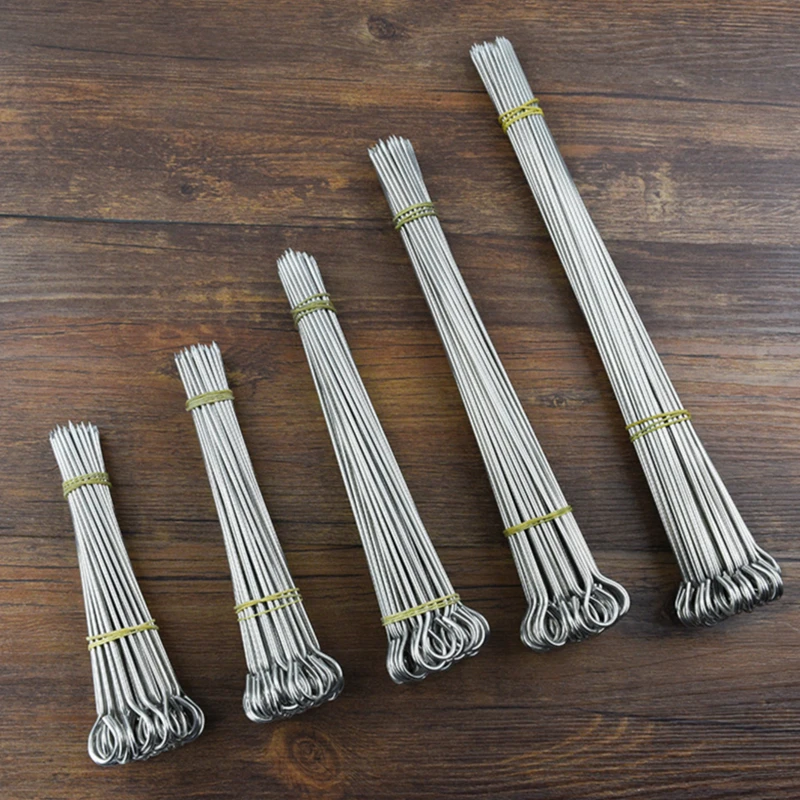 12 PCS Kabob Skewers Flat Metal BBQ Barbecue Skewer 14" Long Stainless Steel Shish Kebob Sticks Wide Reusable Grilling Skewers