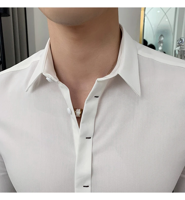 Мода Camisa Masculina Осенние новые мужские рубашки с длинными рукавами Высококачественная Однотонная рубашка-смокинг мужская рубашка в полоску 4XL
