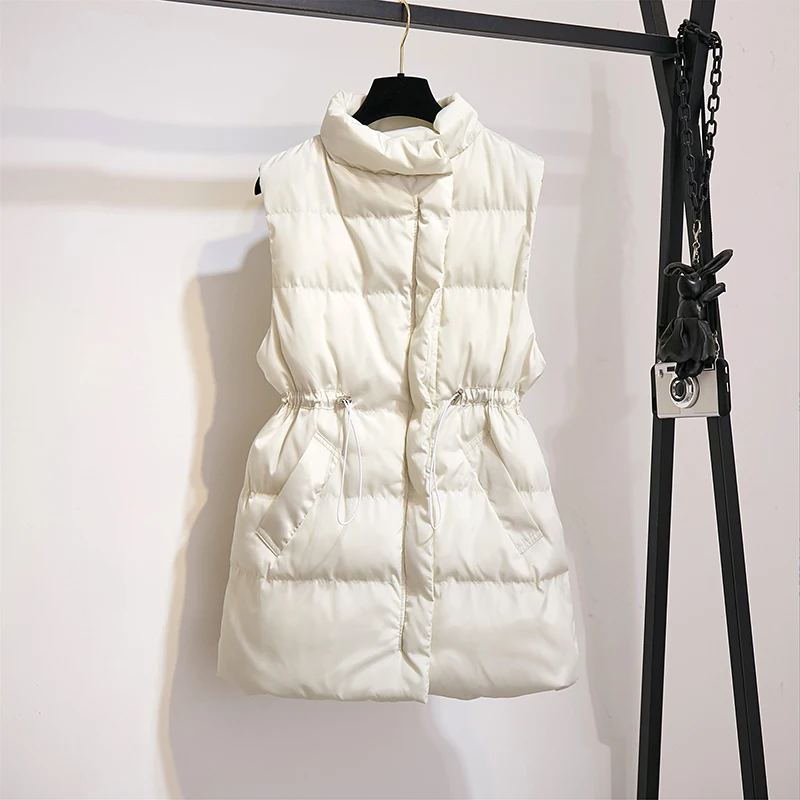 Черные/белые зимние пальто без рукавов для беременных женщин с завязками на талии, хлопковые куртки для беременных на молнии, пальто А-силуэта