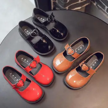

New Kids Sneakers Children's Girls shoes for School student Leather Shoes Black Red brown