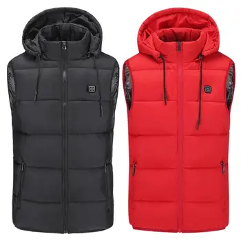 

Men Women Heated Jackets Vest Down Cotton Outdoor Vest USB Electric Heating Hooded Winter Thermal Warmer Waistcoat