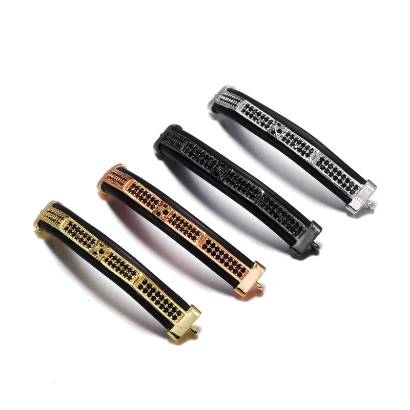 

3 шт., медные инкрустированные фианитами золотого, розового и черного цветов для изготовления браслетов своими руками, мужские украшения