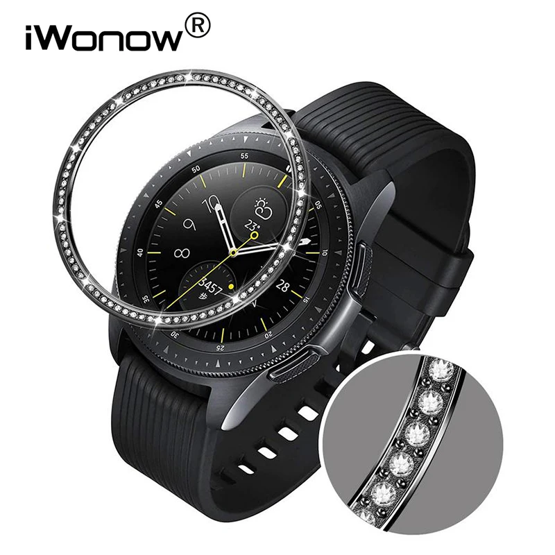 Stainless Steel &amp Diamond Bezel Ring for Samsung Galaxy Watch 42mm / Gear Sport S2 Classic Adhesive Cover Metal Case | Наручные часы