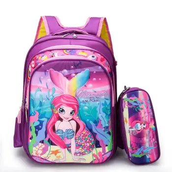 

Disney mermaid Princess Girls School Bags Cartoon Frozen Cars Spider-Man Children Lovely Backpack For Primary School Students