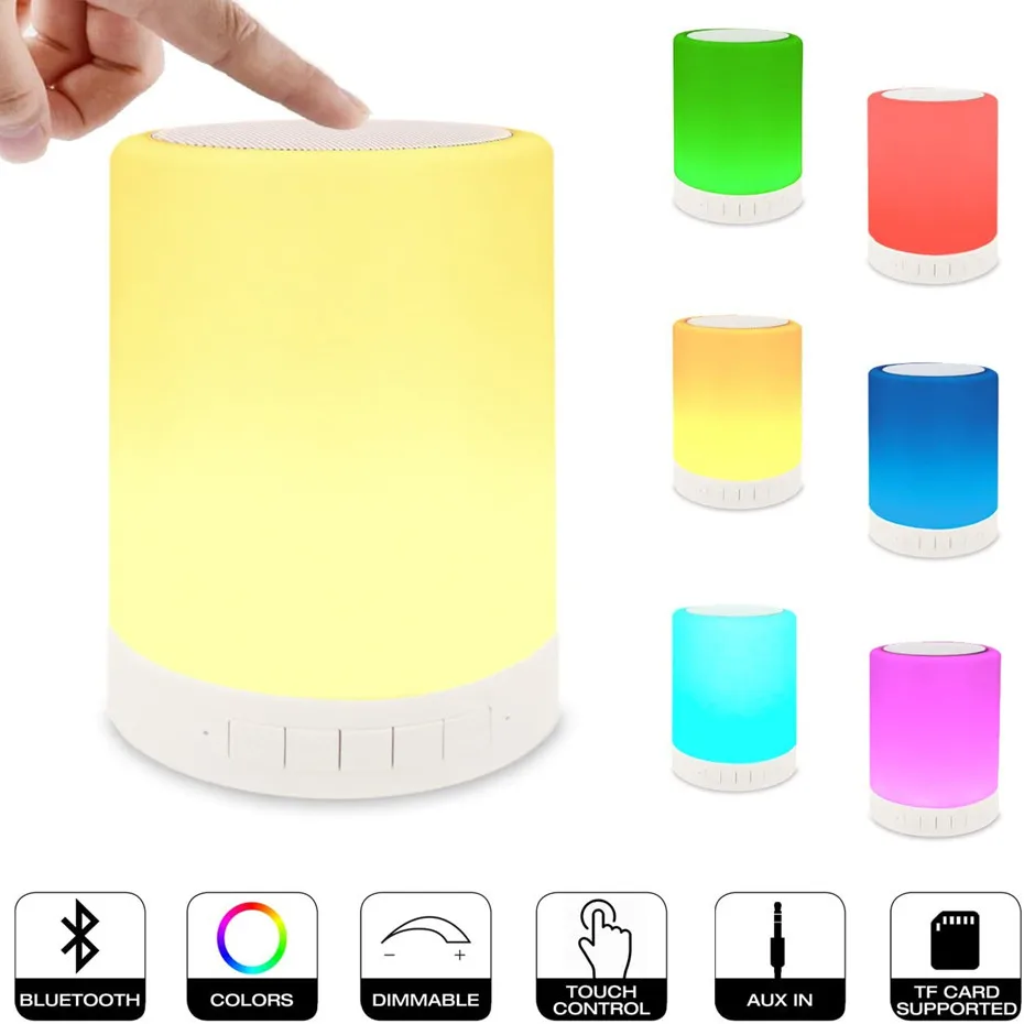 Красочный ночник Bluetooth колонки сенсорное управление прикроватная лампа