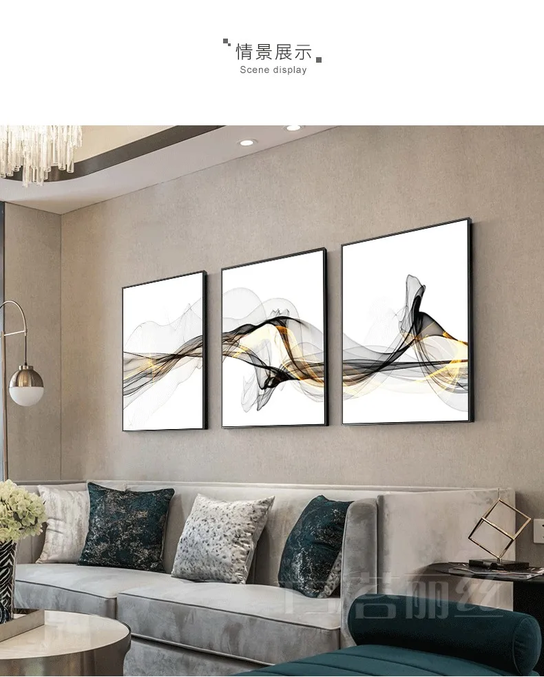 EECAMAIL Diamond Painting Triptych Living Room Modern Simple Abstract Line Diamond Embroidered Cross-stitch Full Diamond 5D