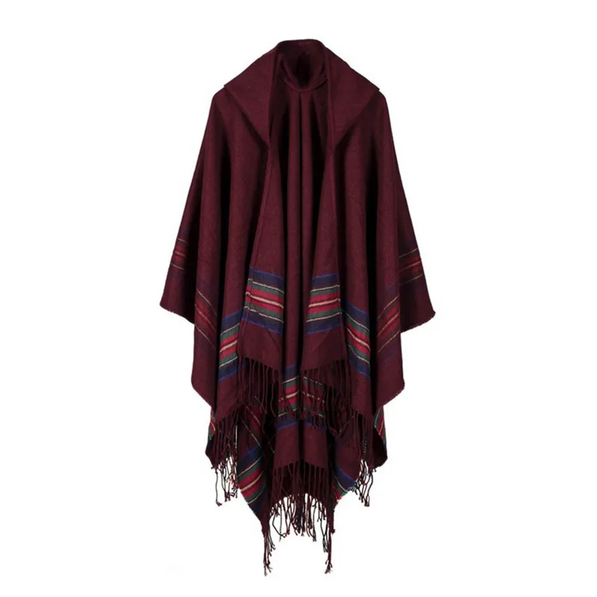 Wine Red Высококачественный толстый зимний женский свитер, зимнее вязаное кашемировое пончо, накидки, шаль, кардиганы, свитер, пальто Blusa de Frio Feminina - Цвет: Wine Red