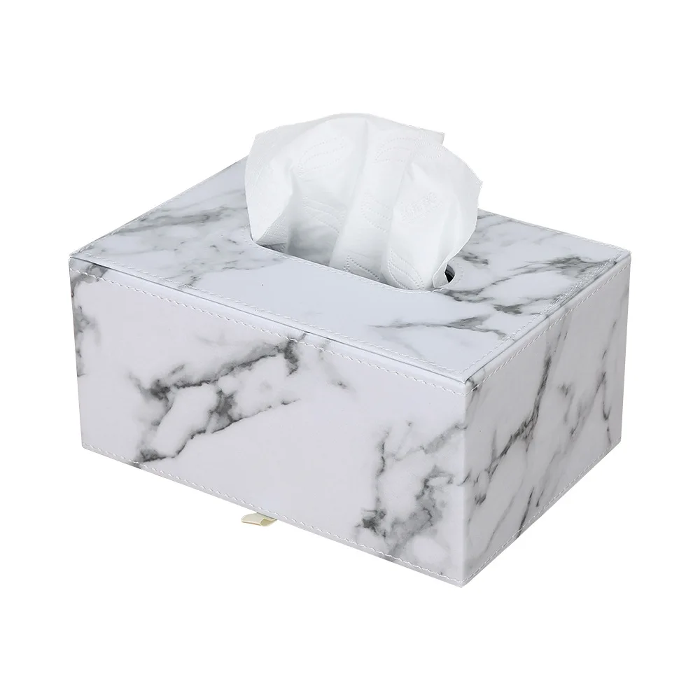Leather Tissue Box Room Kitchen Napkin Paper Marble Texture Holder for Car Home Organizer Decor BB50ZJ | Дом и сад