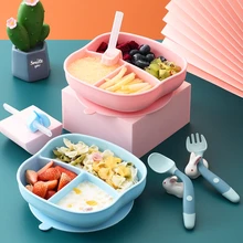 Assiette à manger en Silicone pour bébé, solide et mignon, dessin animé, formation à la succion, vaisselle Anti chaleur, bols d'alimentation pour enfants 