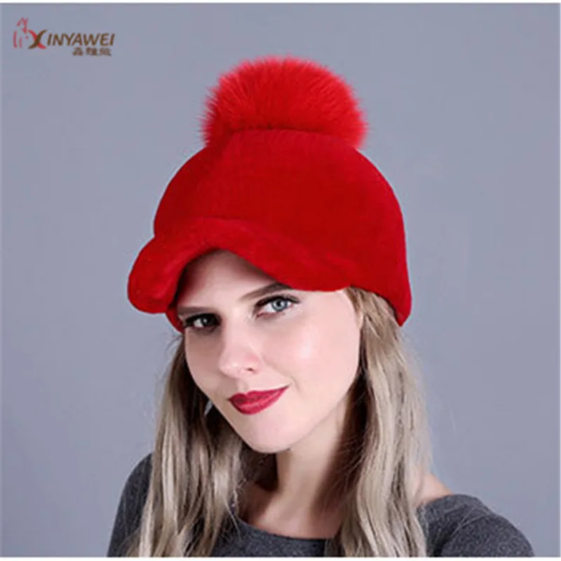 

Pompom Winter Light Wool Warm Baseball Cap Brim Hat Men And Women Baseball Cap Hit Color Mosaic Bone Duck Tongue Cap.
