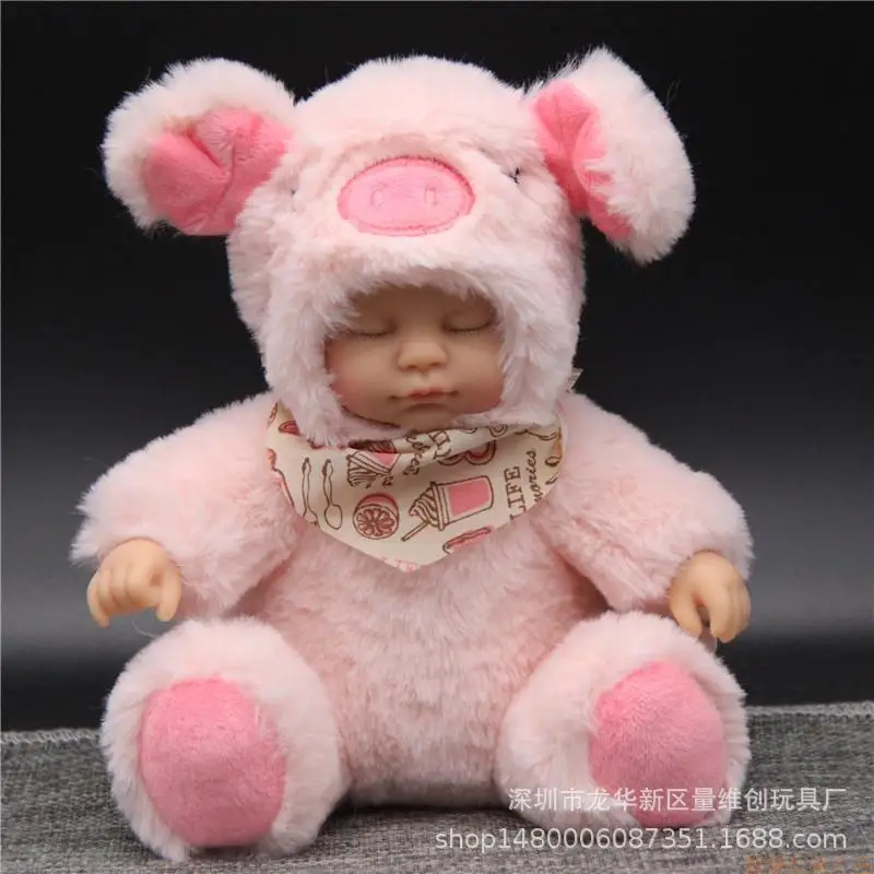 25cm silicone doll reborn baby doll 17 inch sleeping baby doll reborn babies rabbit pink white Christmas Gift for children kids